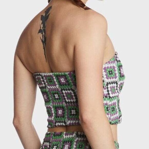 NWT NGOrder Pacsun Jacquard Multi Dot Crop Top Sz 2 - Picture 4 of 9